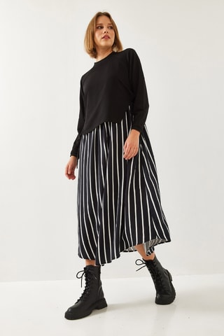 Vestido efeito ilusório - Preto e branco