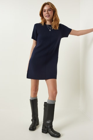 Vestido direito - Azul-marinho