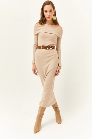 Vestido direito - Bege