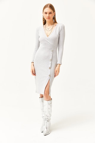 Vestido direito - Cinzento-claro