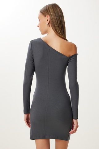 Vestido direito - Azul-cinza