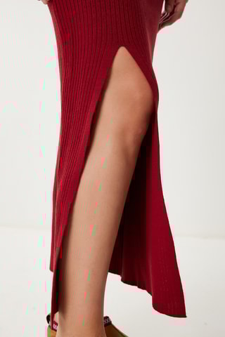 Vestido-camisola em lã - Bordô