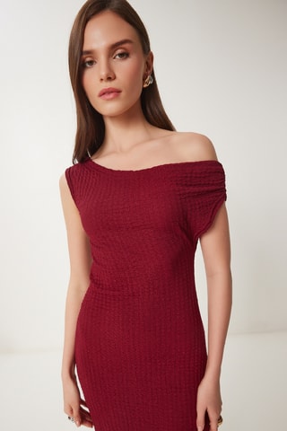 Vestido midi - Bordô