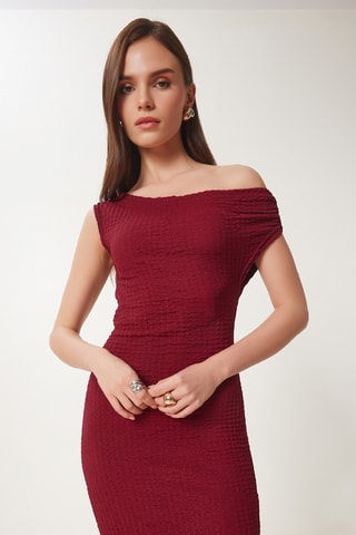 Vestido midi - Bordô