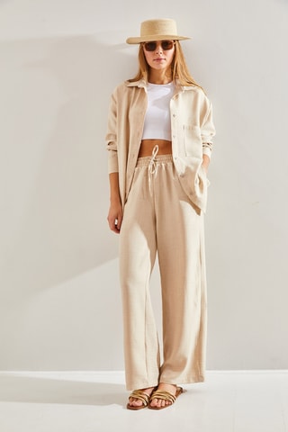 Chemisier et pantalon regular - Beige
