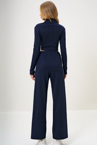 Crop top et pantalon taille haute - Bleu marine