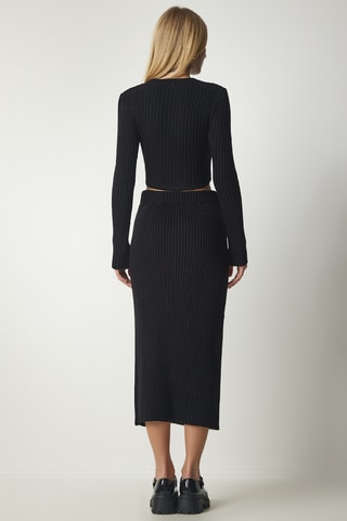 Crop top et jupe midi taille haute - Noir