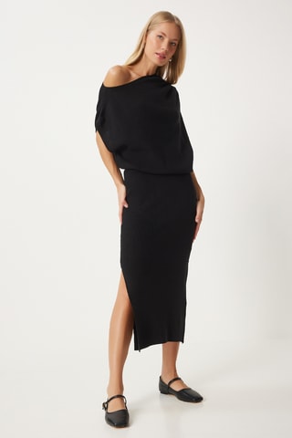 Top et jupe midi taille haute - Noir