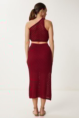 Crop top et jupe midi taille haute - Bordeaux