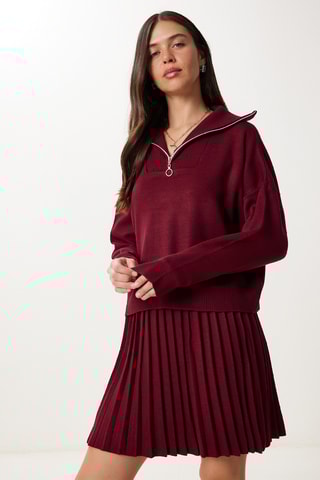 Pull et jupe plissée - Bordeaux