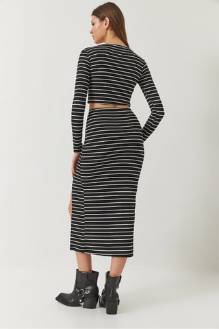 Crop top et jupe midi taille haute - Noir