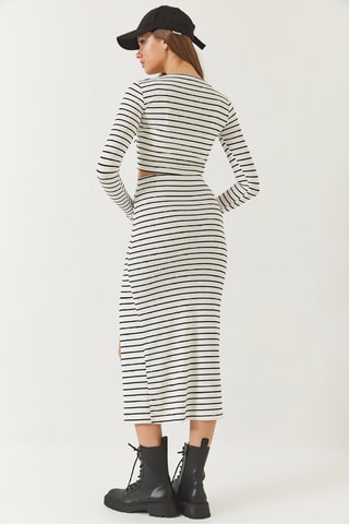 Crop top et jupe midi taille haute - Blanc