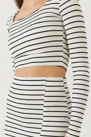 Crop top et jupe midi taille haute - Blanc