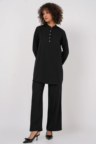 Tunique et pantalon en lin - Noir