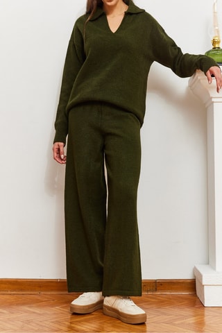 Pull et pantalon regular taille haute - Kaki