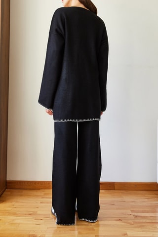 Kimono et pantalon regular taille haute - Noir