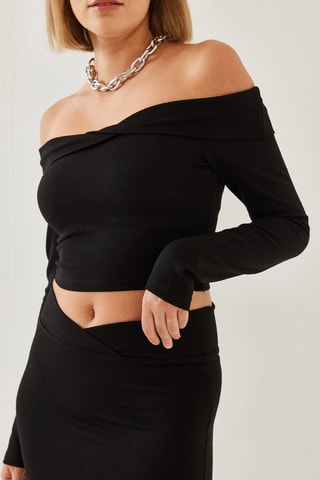 Crop top et jupe fourreau taille haute - Noir