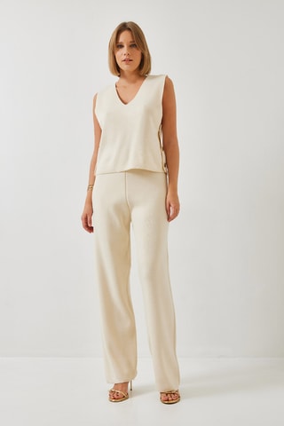 Top et pantalon regular taille haute - Beige