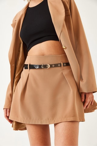 Veste et jupe-short taille haute - Marron clair