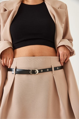 Veste et jupe-short taille haute - Beige