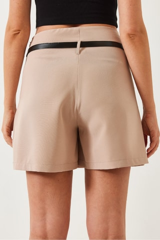 Veste et jupe-short taille haute - Beige