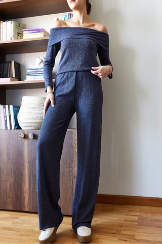 Top et pantalon regular taille haute - Indigo