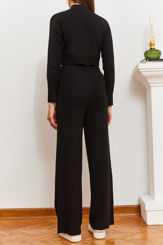Crop top et pantalon regular taille haute - Noir