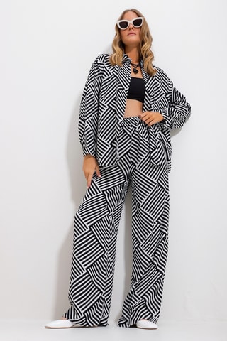 Chemise et pantalon regular taille haute - Noir et blanc