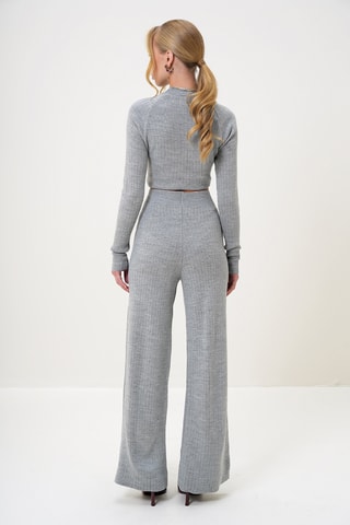Crop top et pantalon palazzo taille haute - Gris