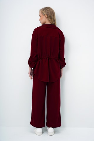 Chemise et pantalon wide leg - Rouge foncé