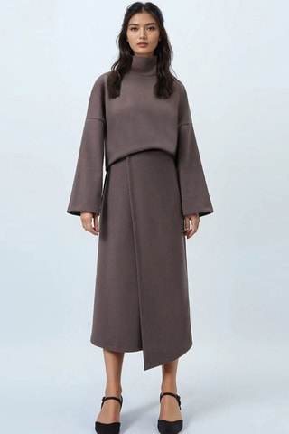 Blouse et jupe portefeuille - Marron