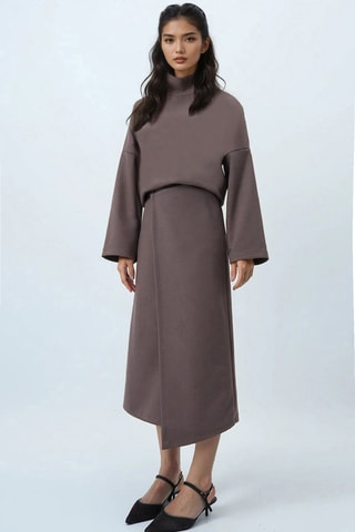 Blouse et jupe portefeuille - Marron