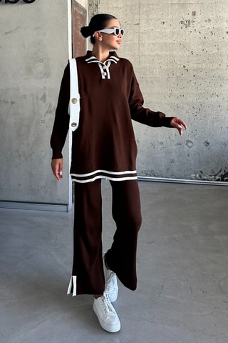 Pull et pantalon regular - Marron et blanc