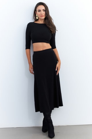 Crop top et jupe midi taille haute - Noir