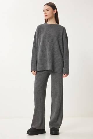 Pull et pantalon regular taille haute - Anthracite