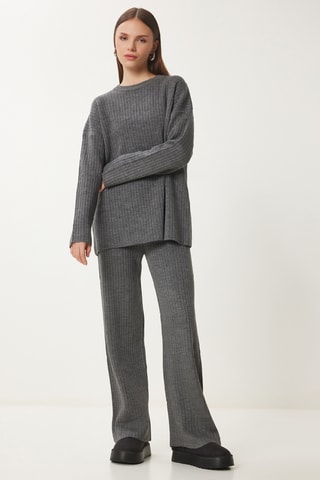 Pull et pantalon regular taille haute - Anthracite