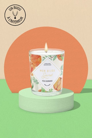 Bougie parfumée et collier  Pêche gourmande