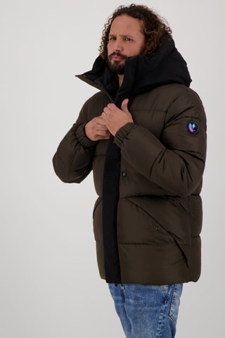 Doudoune matelassée à capuche Arc - Kaki et noir