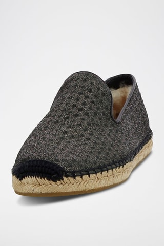 Espadrillas in pelle Sandrine Metallic - Nero