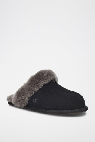 Pantofole in pelle scamosciata - Nero e grigio