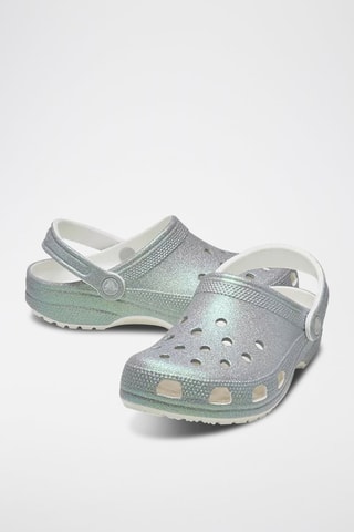 Sabot Classic Iridescent Glitter - Bianco e grigio chiaro
