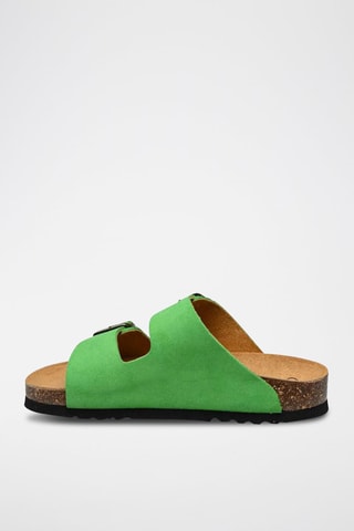 Ciabatte in pelle scamosciata Josephine - Verde