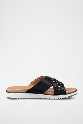 Ciabatte in pelle Kari - Nero e beige