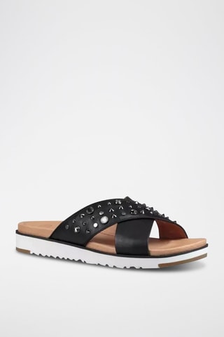 Ciabatte in pelle Kari - Nero e beige