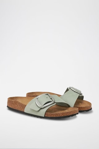 Ciabatte in pelle scamosciata Madrid Big Buckle - Verde acqua