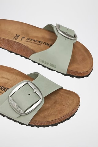 Ciabatte in pelle scamosciata Madrid Big Buckle - Verde acqua