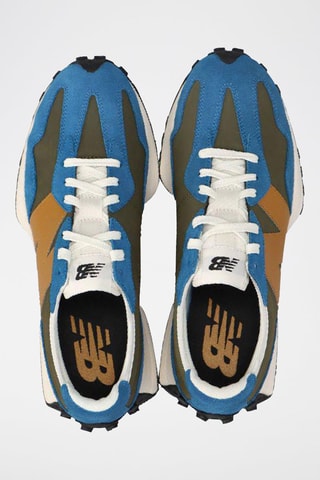 Sneakers in pelle scamosciata 327 - Blu e giallo