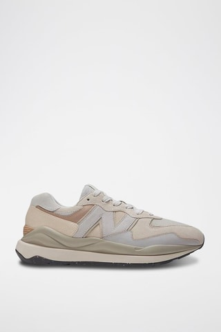 Sneakers in pelle scamosciata 5740 - Beige e bianco