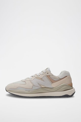 Sneakers in pelle scamosciata 5740 - Beige e bianco