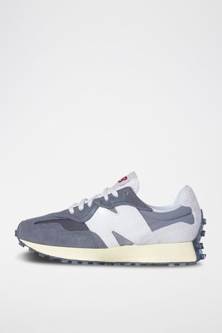 Sneakers in pelle 327 - Grigio melange e bianco